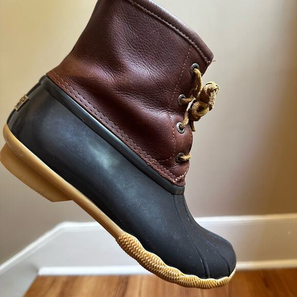Sperry Saltwater brown leather rubber sole duck boot SIZE 7 - Picture 1 of 7
